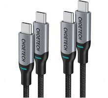 Choetech kabel MIX00073 USB-C - USB-C, opletený, 100W, 5A, 2m, šedá, 2 kusy_58299086