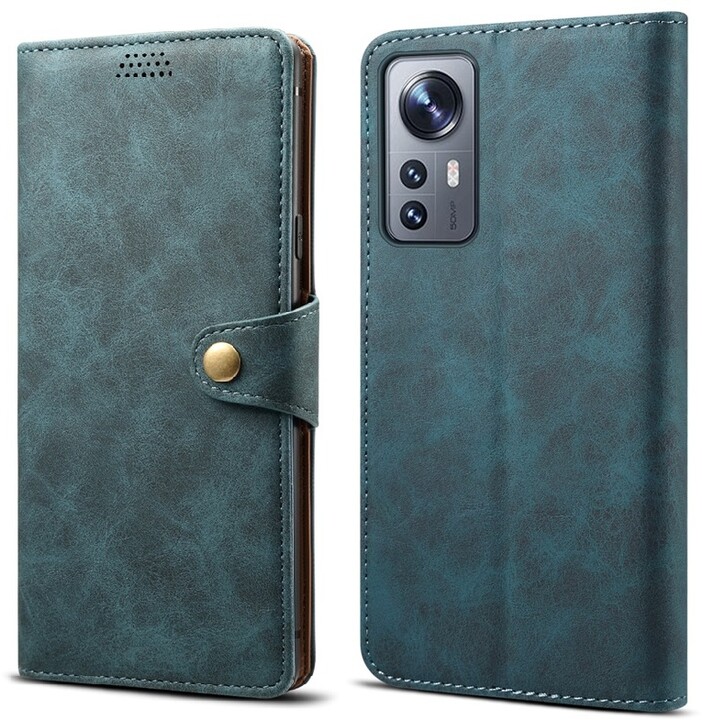 Lenuo Leather flipové pouzdro pro Xiaomi 12/12X, modrá_1695507412