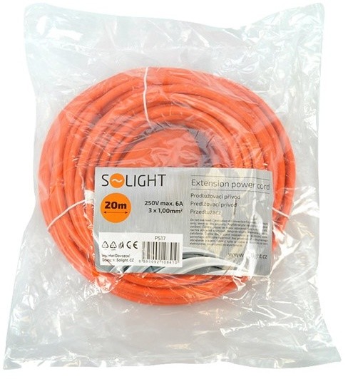 Solight prodlužovací kabel - spojka, 1 zásuvka, 20m, oranžová_1145757553