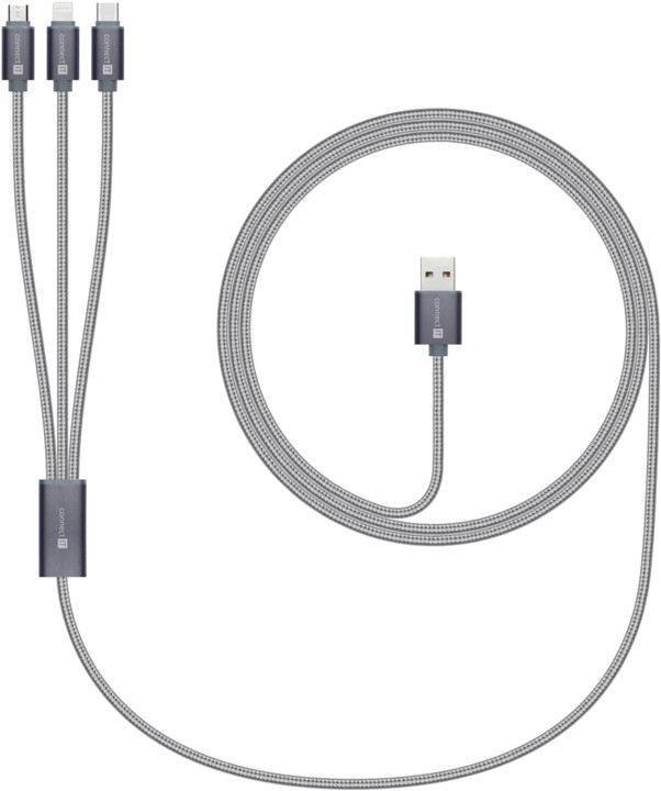CONNECT IT Wirez 3in1 USB-C &amp; Micro USB &amp; Lightning, silver gray, 1,2 m_362393874