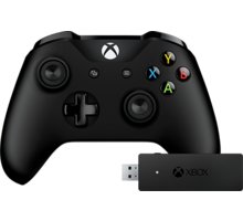Xbox ONE S Bezdrátový ovladač, černý + bezdrátový adaptér pro Win 10 (PC, Xbox ONE)_686675301