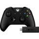 Xbox ONE S Bezdrátový ovladač, černý + bezdrátový adaptér pro Win 10 (PC, Xbox ONE)