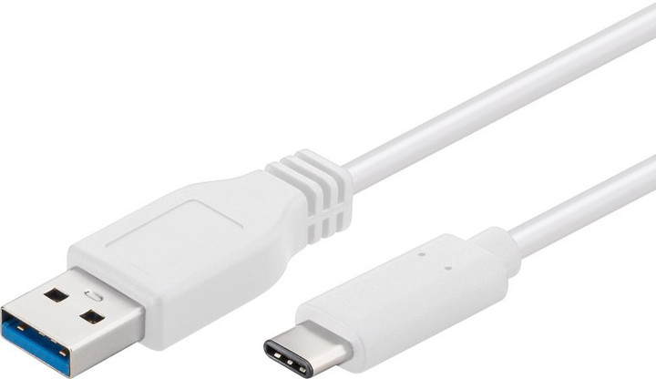 PremiumCord Kabel USB 3.1 konektor C/male - USB 3.0 A/male, bílý, 0,5m
