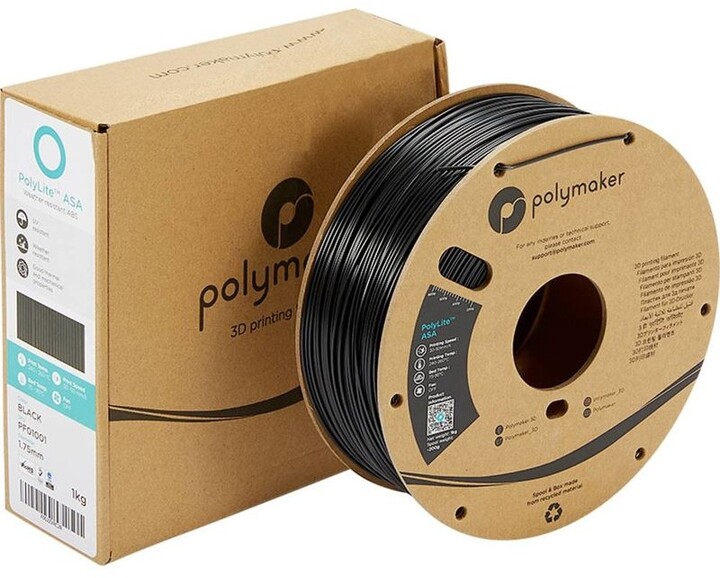Polymaker tisková struna (filament), PolyLite ASA, 1,75mm, 1kg, černá_48269754