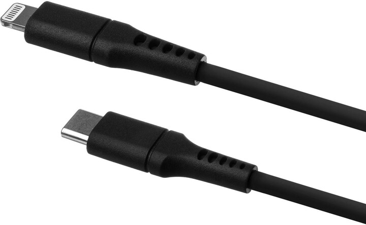 FIXED nabíjecí a datový kabel Liquid silicone USB-C - Lightning, MFi, PD, 2m, černá_1868771533