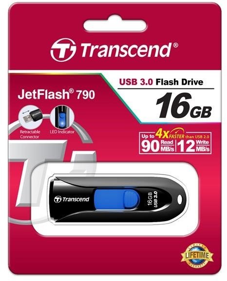 Transcend JetFlash 790 16GB, černo-modrá_1709198643