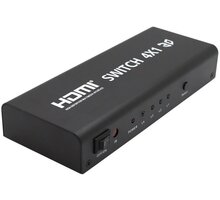 PremiumCord HDMI switch 4:1 kovový s dálkovým ovladačem a napájecím adaptérem khswit41b