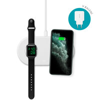 EPICO bezdrátová nabíječka pro Apple Watch a iPhone s adaptérem v balení, bílá_703255124