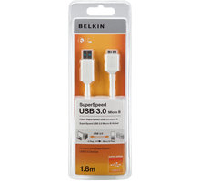 Belkin USB 3.0 kabel A-microB, bílý, 1.8 m_1491968653
