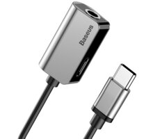 Baseus adaptér USB-C/USB-C + 3.5mm jack, černo/stříbrná_526186663