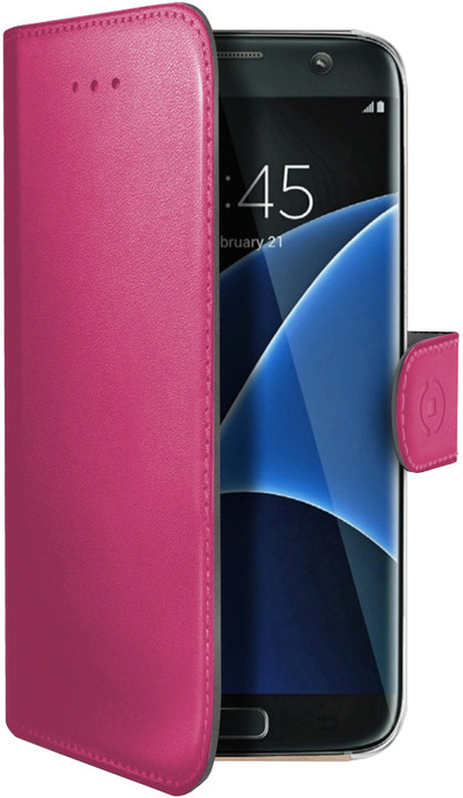 CELLY Wally Pouzdro typu kniha pro Samsung Galaxy S7 Edge, PU kůže, fuchsiové_1636463209