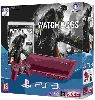 PlayStation 3 - 500GB červená + Watch Dogs_1458859475