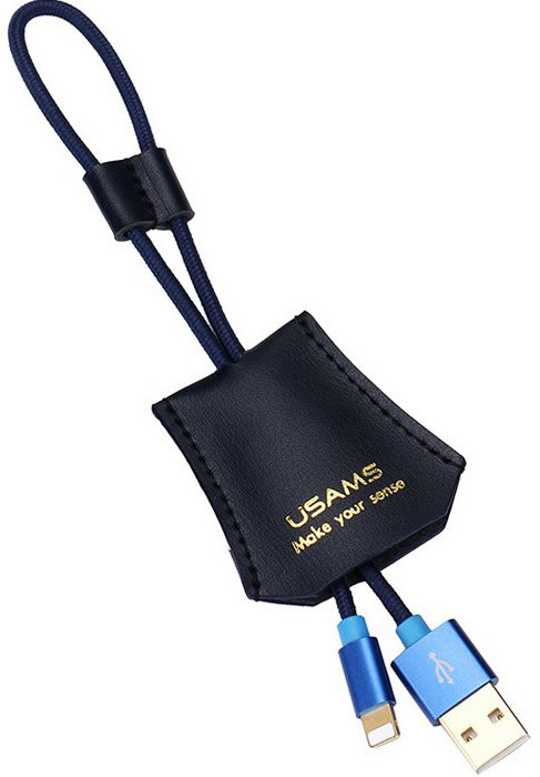 USAMS SJ117 kožený datový kabel Lightning LD (EU Blister), modrá_2132996