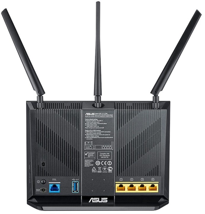 ASUS DSL-AC68U, AC1900, Dual-band Wi-Fi VDSL2/ADSL Aimesh Modem Router, 1x100/1000_2048935148