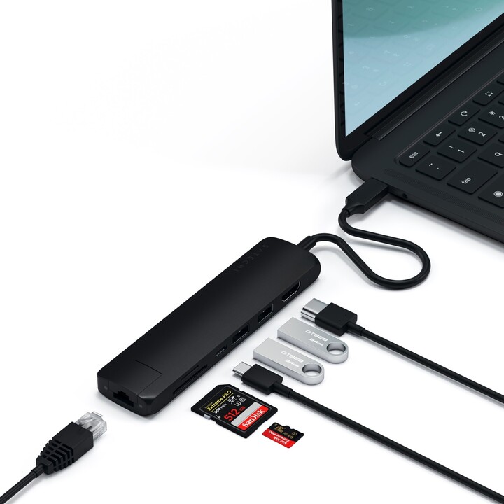 Satechi USB-C Multiport - 1xHDMI 4K,2x USB-A,1x SD,1x Ethernet, černá_1309757524