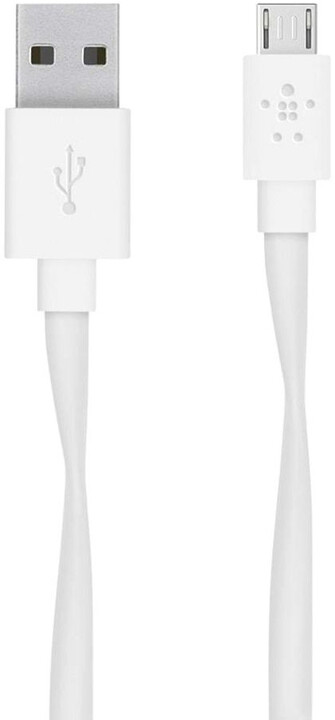 Belkin kabel FLAT MIXIT USB 2.0 A/microUSB, 1,8m - bílý_2007466960
