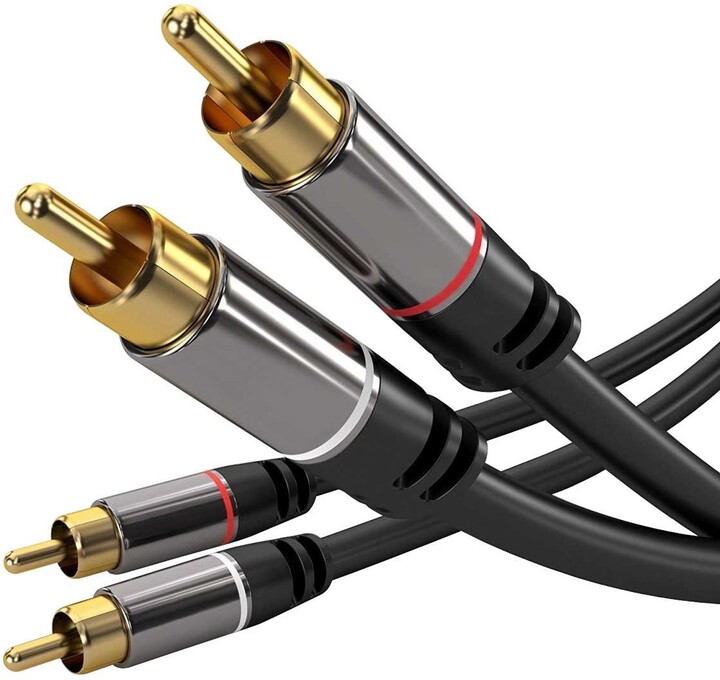 PremiumCord kabel 2x CINCH - 2x CINCH, M/M, HQ, 1.5m, černá