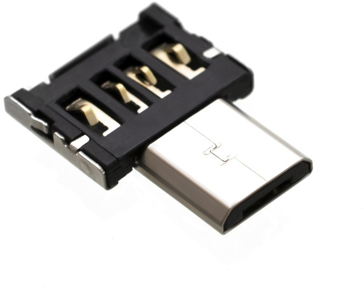 FIXED Miniaturní microUSB OTG adaptér pro mobilní telefony a tablety s pouzdrem, USB 2.0, černý_484657250