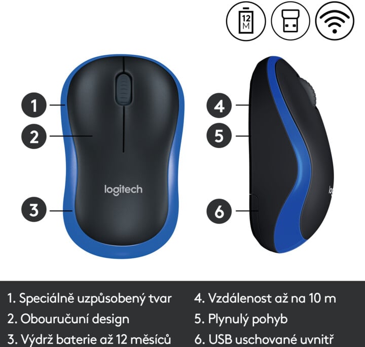 Logitech Wireless Mouse M185, modrá_769801367