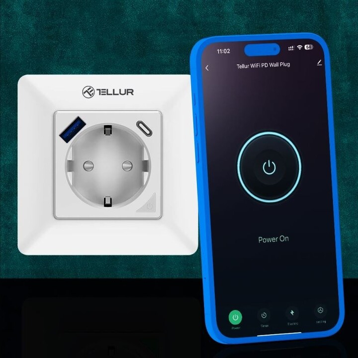 Tellur WiFi Smart Wall Plug, 3600W, 16A, PD20W, USB 18W, bílá_1583618863