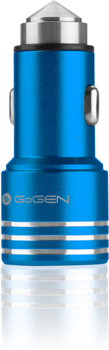 GoGEN autonabíječka, kovový bezpečnostní hrot, 2x USB, modrá_426135710