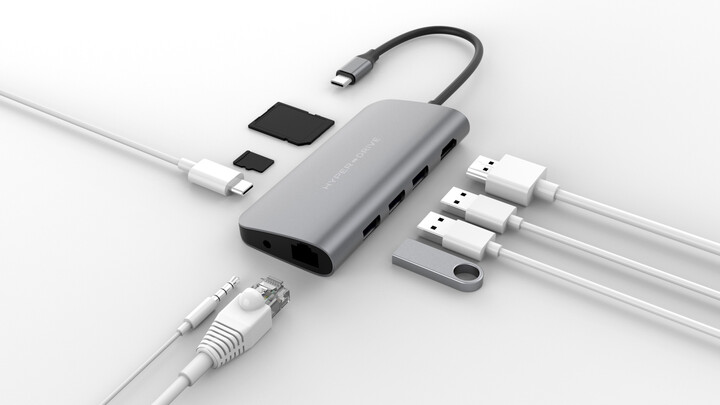 HyperDrive POWER 9 v 1 USB-C Hub, šedá_600259554