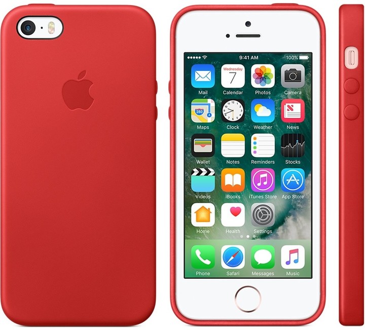 Apple iPhone SE Leather Case, červená_458431595