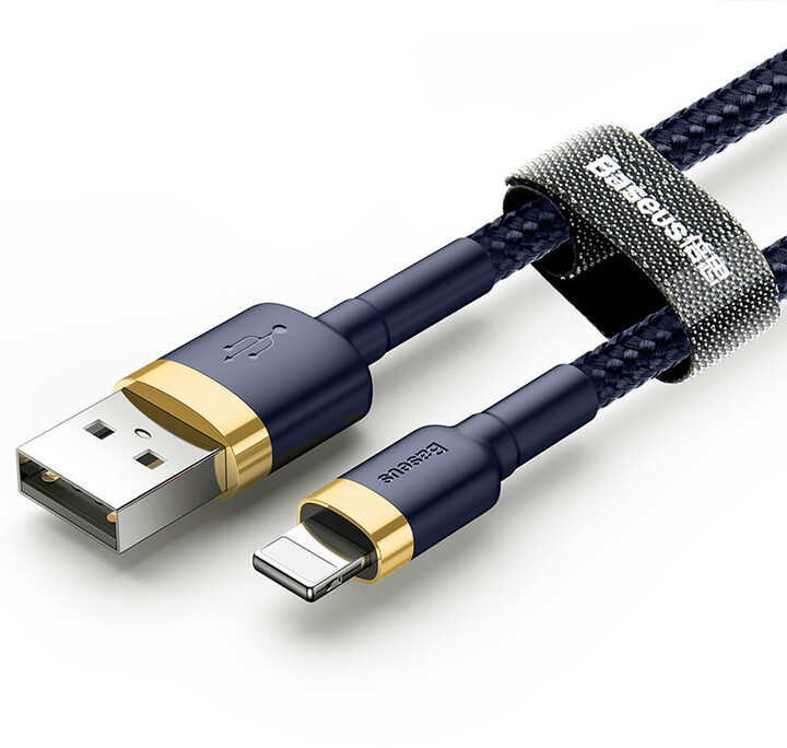 BASEUS kabel Cafule USB-A - Lightning, nabíjecí, datový, 1.5A, 2m, zlatá/modrá
