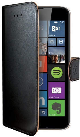 CELLY Wally pouzdro pro Microsoft Lumia 640, PU kůže, černá_1917552705