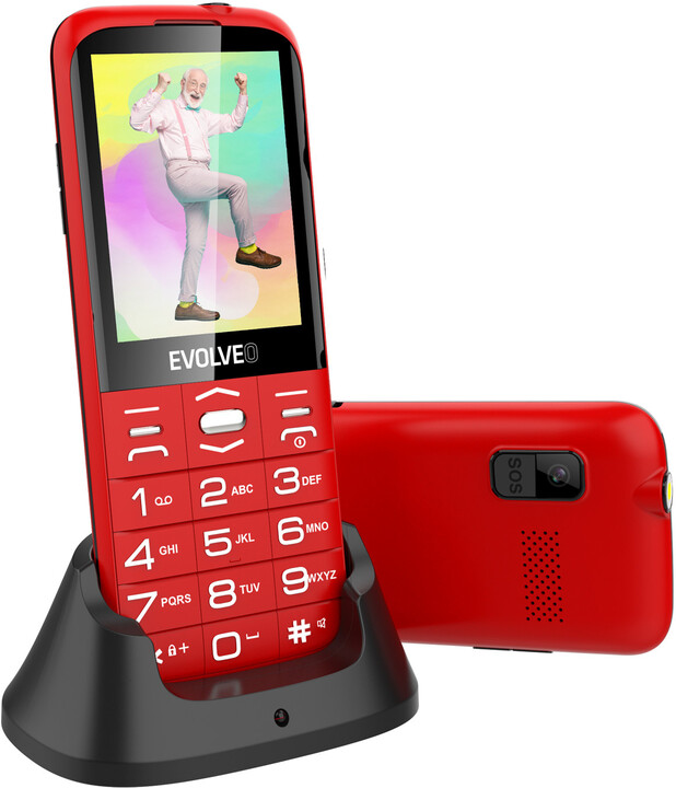 Evolveo EasyPhone XO s nabíjecím stojánkem, červená_1148632650