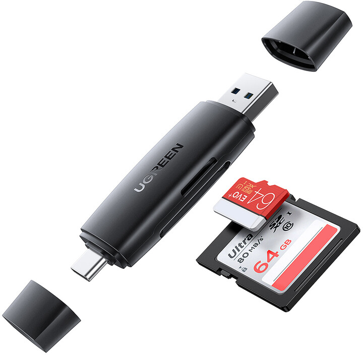 UGREEN čtečka karet SD/SDHC/SDXC a Micro SD/SDHX/SDXC, USB-A + USB-C_34025905