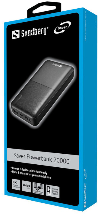 Sandberg Saver Powerbank 20000 mAh, 2x USB-A, černá_981113320