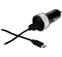 PORT CONNECT USB nabíječka do auta 12-24V, 2 USB, 3,4A, + USB kabel typ C, černá_930892456