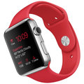 Apple Watch 42mm stříbrné kovové pouzdro se sportovním červeným řemínkem_286583243