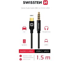SWISSTEN audio adaptér USB-C - jack 3.5mm, 1.5m, černá 73501303