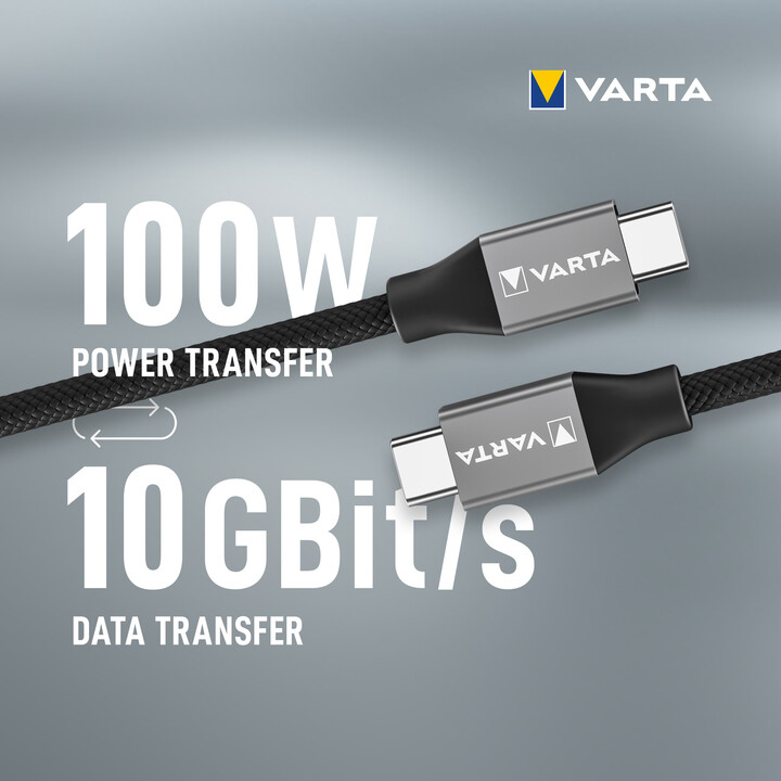 VARTA kabel USB-C - USB-C, 100W, 2m, černá_1819209973