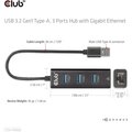 Club3D rozbočovač, USB-A 3.2 Gen1 - 3x USB 3.1, Gigabit Ethernet_1610035874