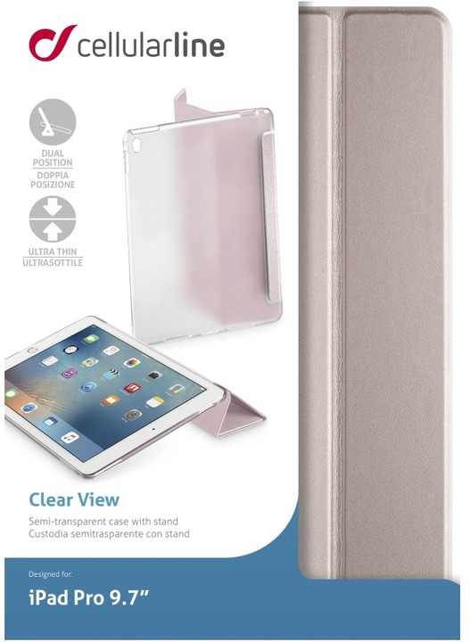 CellularLine CLEAR VIEW průhledný kryt se stojánkem pro iPad Pro 9,7&quot;, růžová_1306950128
