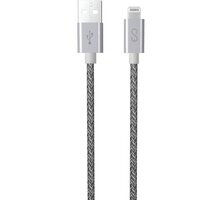 EPICO kabel Fabric USB-A - Lightning, opletený, 1.8m, šedá