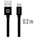SWISSTEN datový kabel USB - microUSB, M/M, 3A, opletený, 0.2m, černá_1596539310