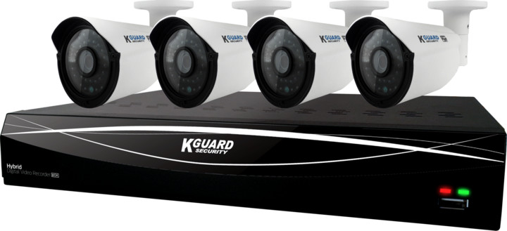 KGUARD HD881-WA713APK4 set, 8+4 (CCTV+IP) kanálový rekordér + 4x1M barevná venkovní kamera_1751096651