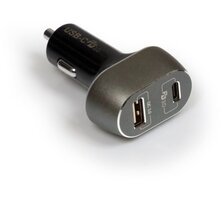 PORT CONNECT nabíječka do auta, USB-C + USB-A, 12-24V, černá_1403386585