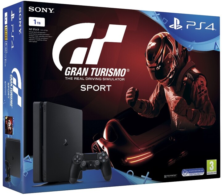 PlayStation 4 Slim, 1TB, černá + Gran Turismo Sport_650776063