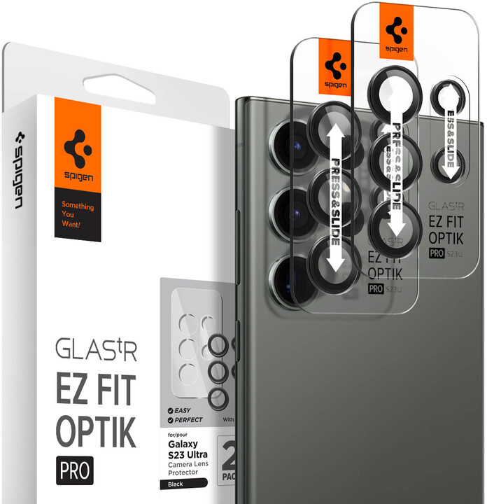 Spigen ochranné sklo EZ Fit Optik Pro pro Samsung Galaxy S23 Ultra, černá, 2ks_429540622
