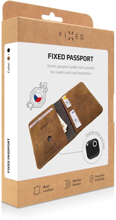 FIXED peněženka Smile Passport se smart trackerem, hnědá_311363206