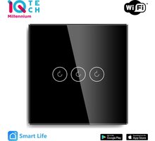 iQtech SmartLife chytrý vypínač 3x NoN, WiFI, Černá