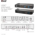 Club3D síťový přepínač - Switch, HDMI KVM Switch - Dual HDMI 4K@60Hz_960332734