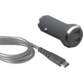 BigBen Force Power USB nabíječka do auta + kabel USB-C/USB-A, šedá