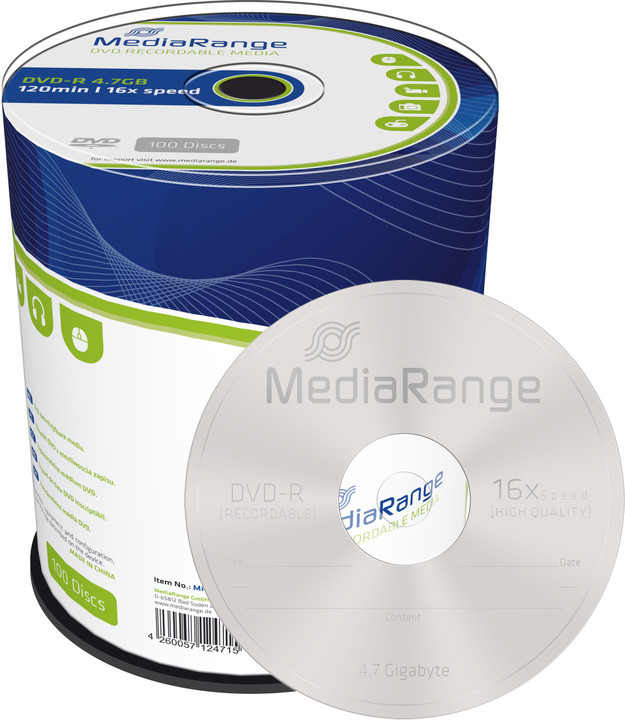 MediaRange DVD-R 4,7GB 16x, Spindle 100ks_631707980