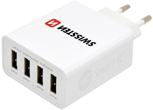 SWISSTEN travel charger smart IC with 4x USB 4,5A Power, bílá_1652454689